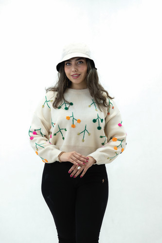 باقت طرح دار گل برجسته شیری