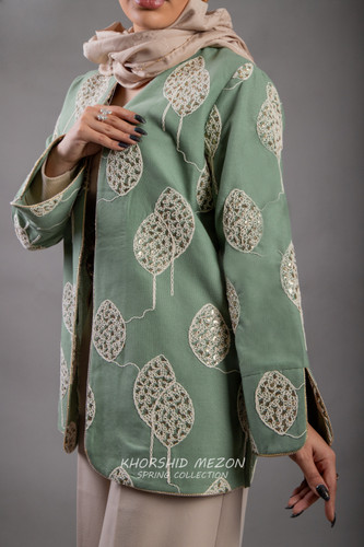 مانتو کتی پولکدوزی سبز