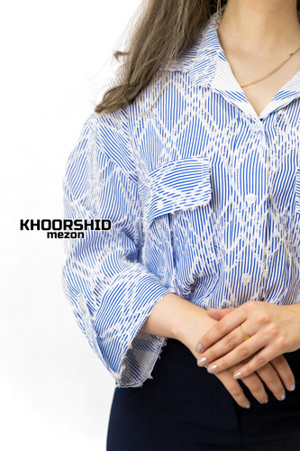 شومیز راه راه سورمه ای