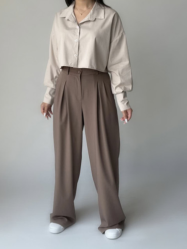 شلوار بگ پیله دار موکا