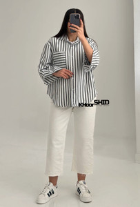 شومیز نخی راه راه جدیدمشکی