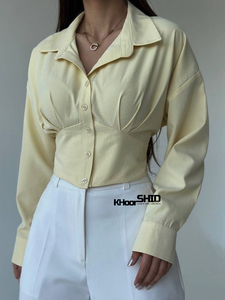 شومیز جدید نخی زرد کره ای