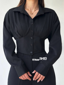 شومیز نخی جدید مشکی کنر گن